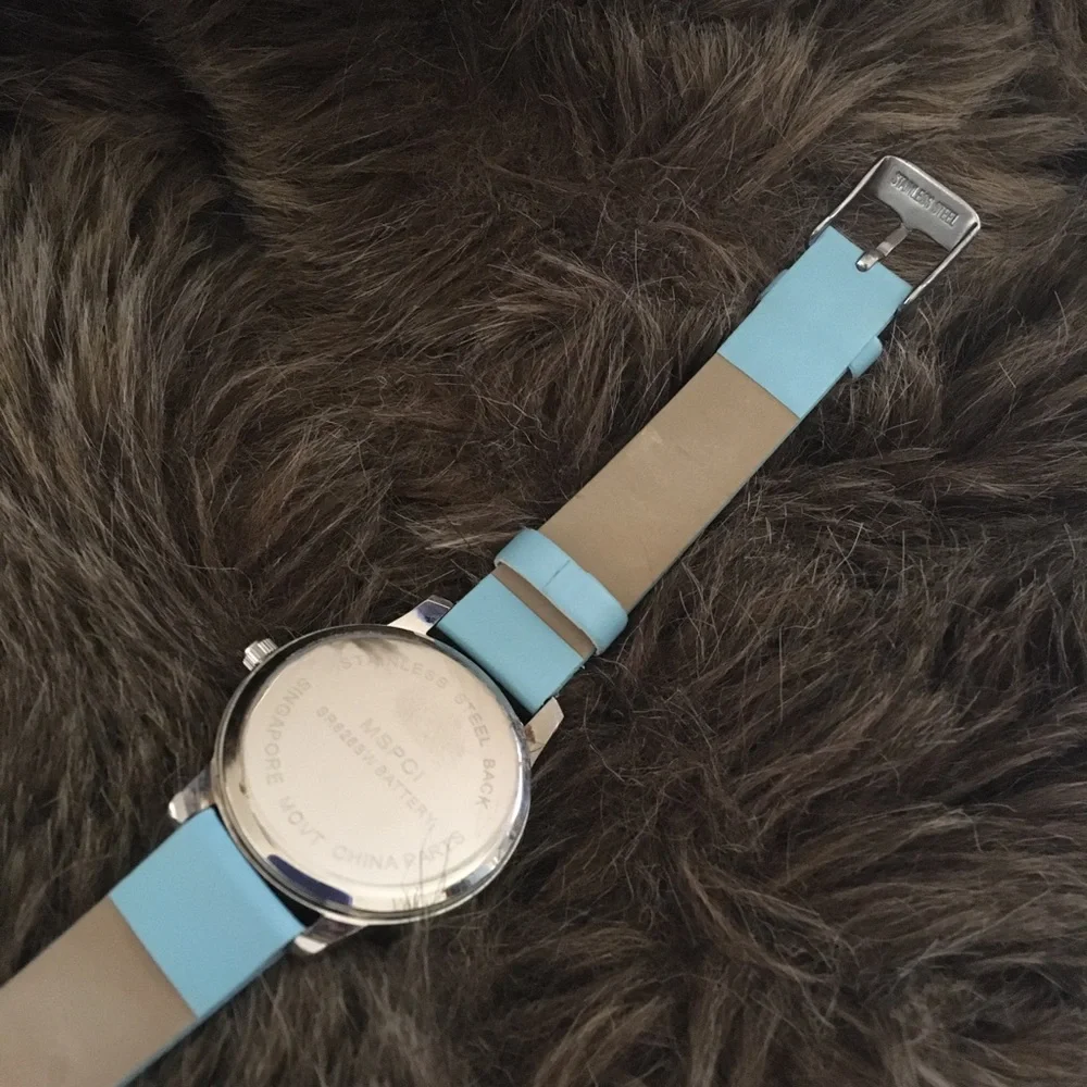 Ladies MSPCI blue faux leather band watch